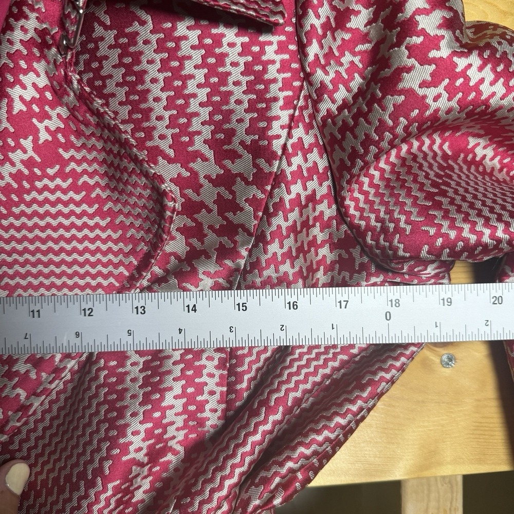 White House Black Market Trench Jacket Coat Womens Medium Pink Plaid Classy - Picture 6 of 9